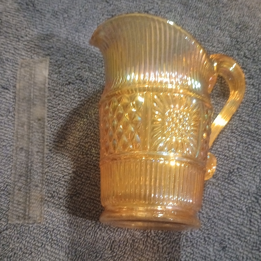 Iridescent Gold Glass Pitcher